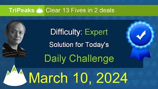 Microsoft Solitaire Collection: TriPeaks - Expert - March 10, 2024