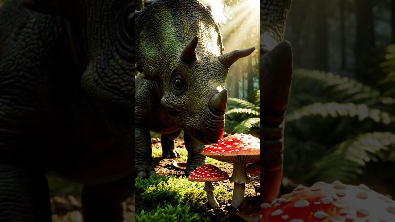 Baby Triceratops Hatching and First Steps in a Prehistoric Jungle | Cute Dinosaur Short Video in 4K