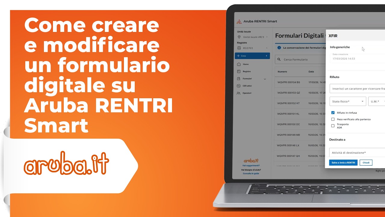 Come creare e modificare un formulario digitale su Aruba RENTRI Smart