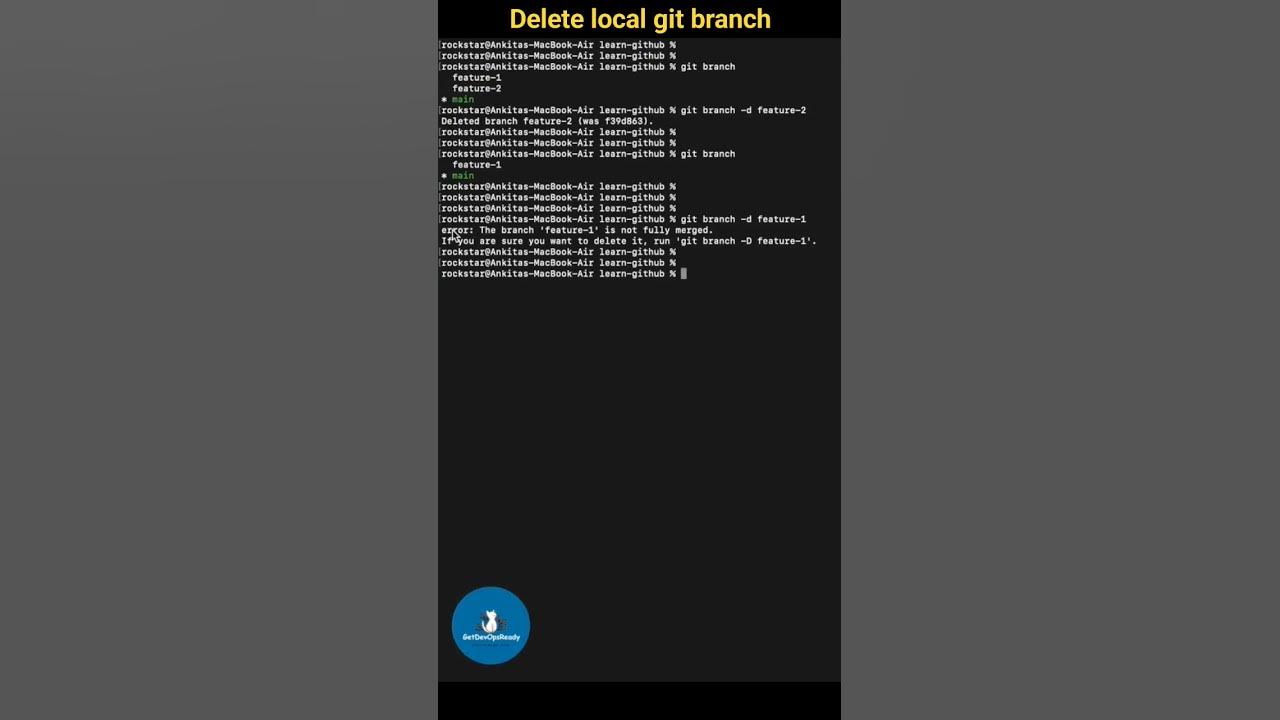How to delete git branch local linux devops git gitlab gittutorial