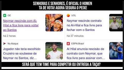 URGENTE |NEYMAR RESCINDE COM AL-HILAL E ESTA LIVRE PARA ACERTAR COM O PEIXE!