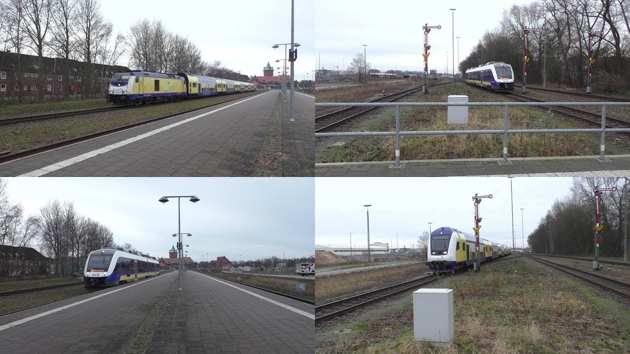 Bahnverkehr in Cuxhaven mit Br 246+Dostos, evb Lint und Formsignalen