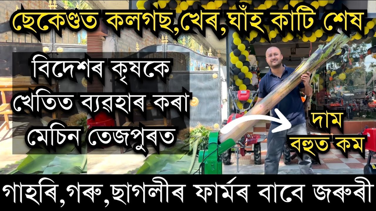 ছেকেণ্ডত কলগছ, খেৰ,নেপিয়াৰ কাটিব পৰা মেচিন।Banana Tree cutting Machine। Krishi Kendra Sonitpur Assam