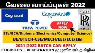 Diploma Jobs in Tamil 2022 | Cognizant Recruitment Tamil| Capgemini  Recruitment 2022 | BSC/BCA Jobs