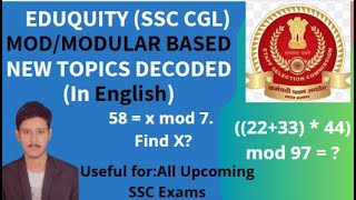 SSC NEW CONCEPT//MOD/MODULAR QUESTIONS //  EDUQUITY//NEW PATTERN// ARITHMETIC REASONING// #ssccgl
