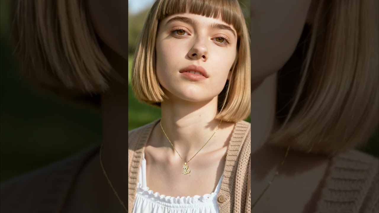 Soft Girl with a Sparkling Cat Necklace｜Literary Aesthetic