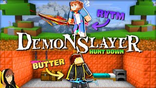 Using DEMON SLAYER to SURVIVE a MANHUNT in MINECRAFT!?! ft/Arcanuz