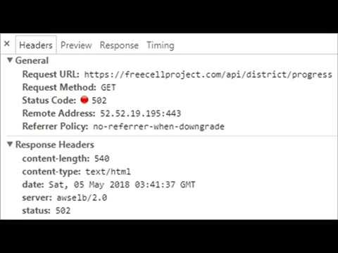 502 Bad Gateway instead of FreeCell Project