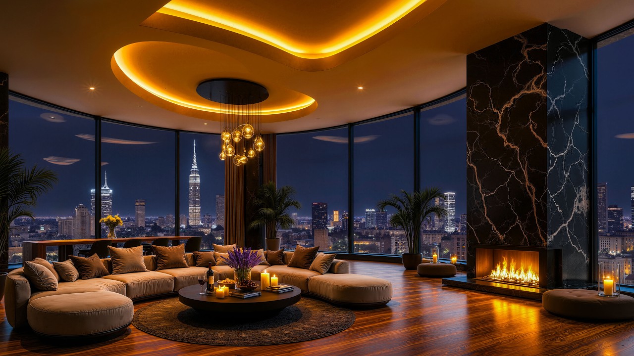 Soothing Jazz on Luxury Apartment Night – Spring Ambience with Chillout Music to Rest & Focus