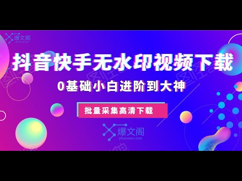 抖音、快手视频，无水印视频批量采集下载神器