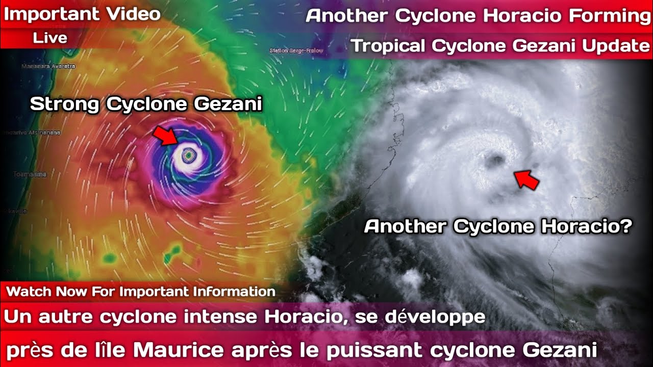Un autre cyclone intense Horacio, se développe près de lîle Maurice après le puissant cyclone Gezani