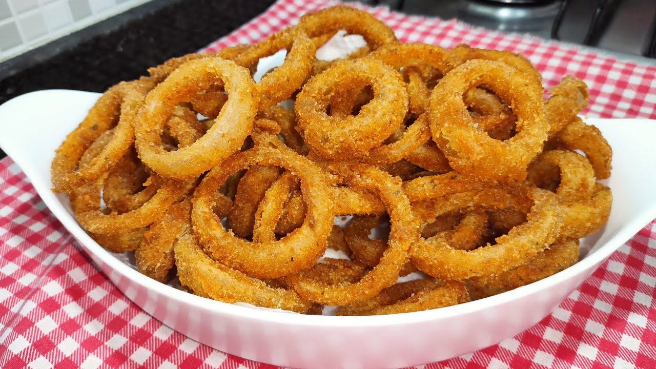 Anel de Cebola Crocante e Sequinho Empanado Sem Ovos !