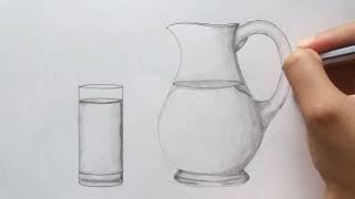 Jug and Glass Drawing Easy (How to Draw)