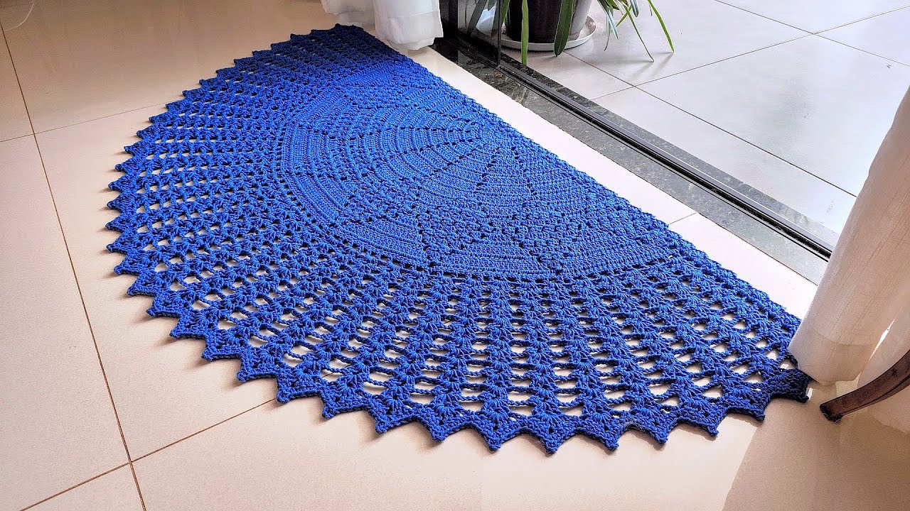 Tapete de crochê meia lua MANDALA passo a passo simples e fácil de fazer