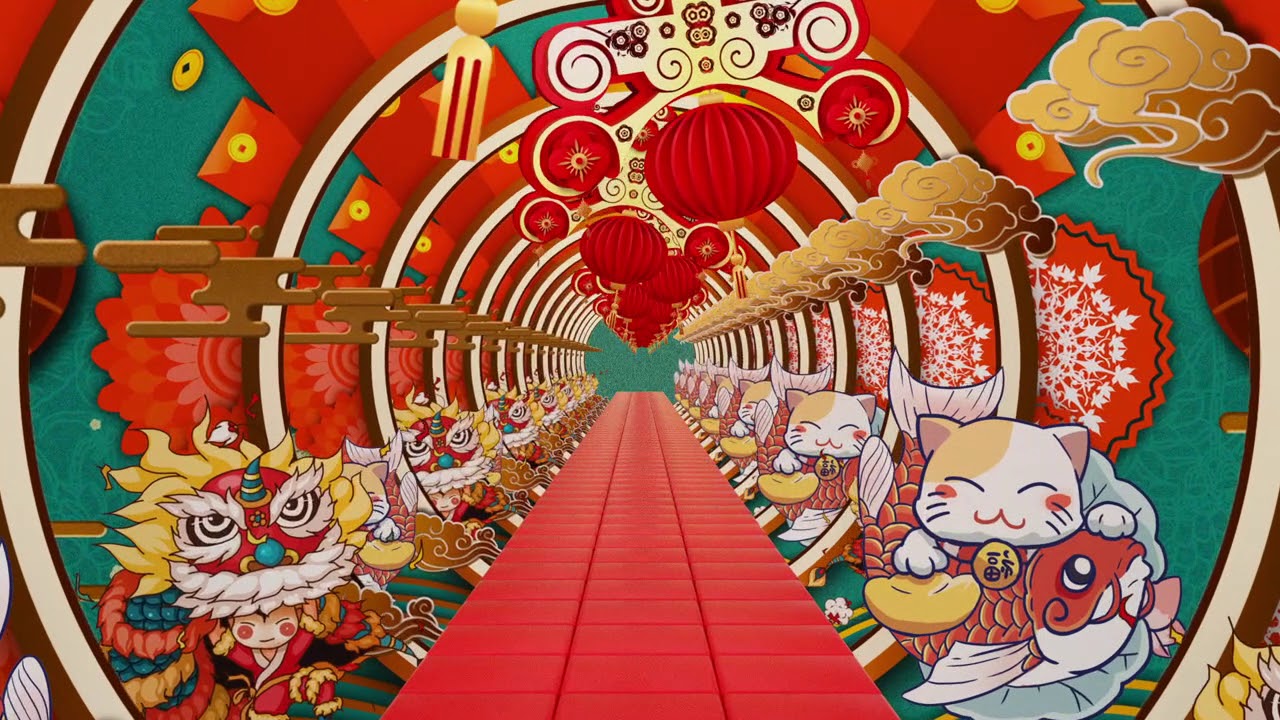 Chinese Style Motion Graphic, animation, arena, backdrop, blinking light, club, led screen