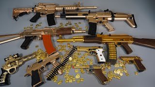 Golden AK47 Toy Guns and Airsoft - Nerf Gun - Luger P08 - M4 - SCAR-L -Realistic Toy Guns Collection