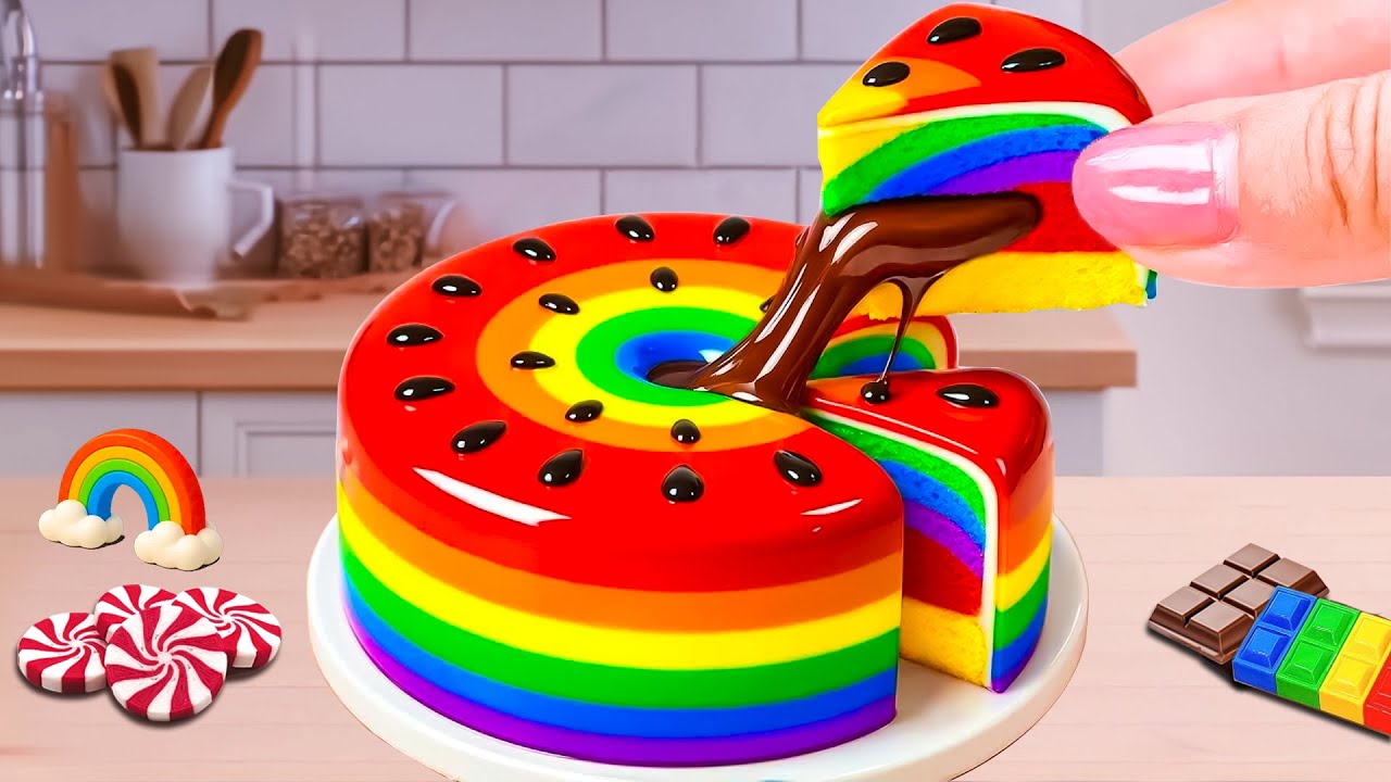 Amazing Mini Rainbow Chocolate Cake 🌈 Best Of Miniature Cake Decorating ...