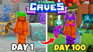 I Survived 100 Days In the ETERNAL CAVES In Minecraft Bedrock