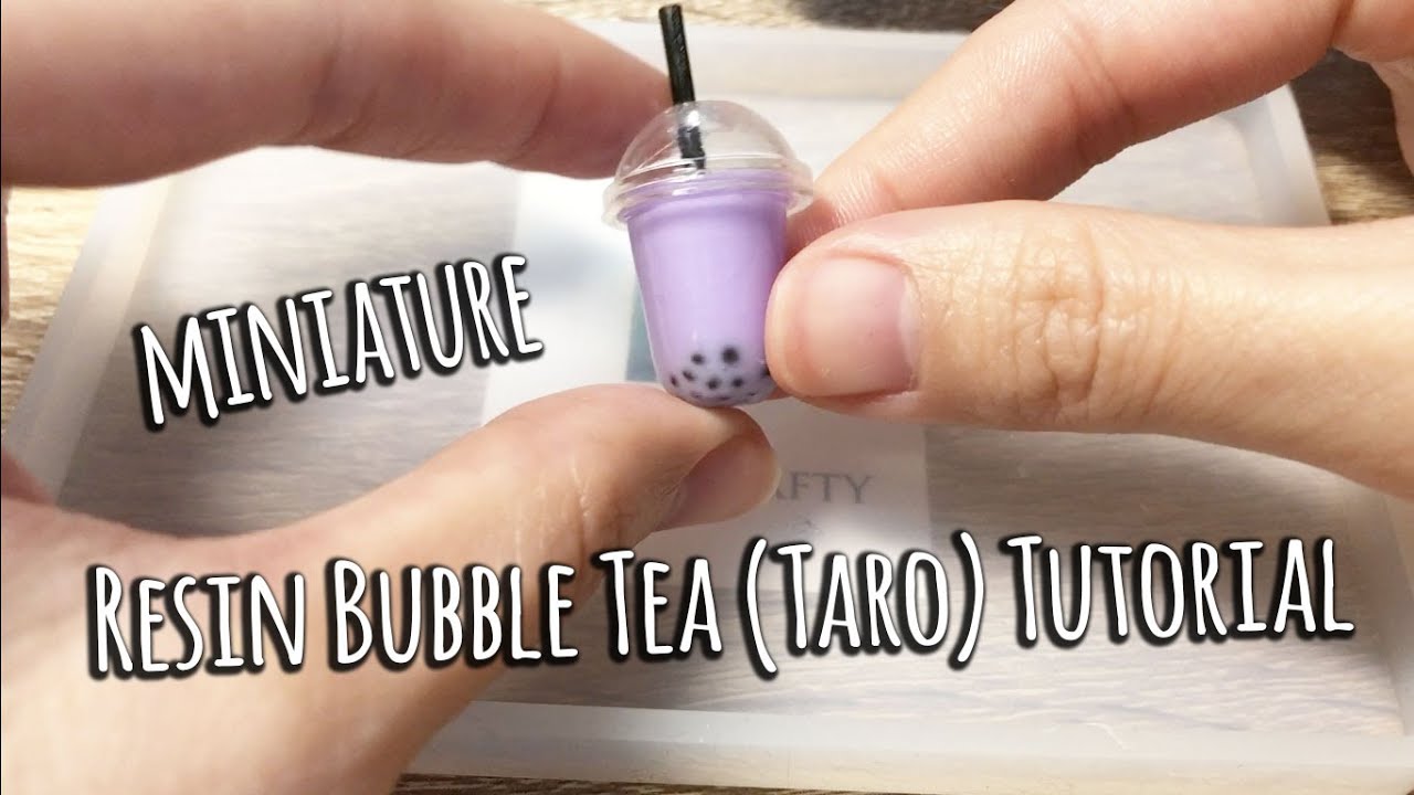 How to Make Miniature Resin Bubble Tea (Taro Milk Tea) - UV Resin