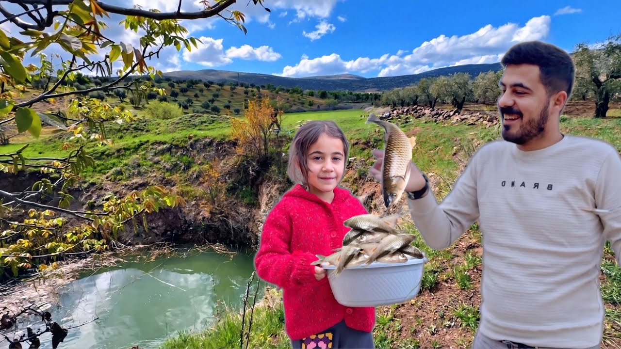 تحضير أطيب وجبة سمك على الحطب في اجواء الريف الباردة