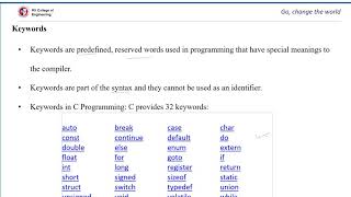 C Tokens| Keywords| Identifiers| Constants | Separators |Operators