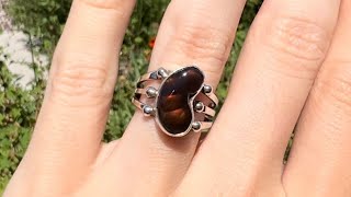 Sal Boho Style Fire Agate Ring in Sterling Silver OpalPop