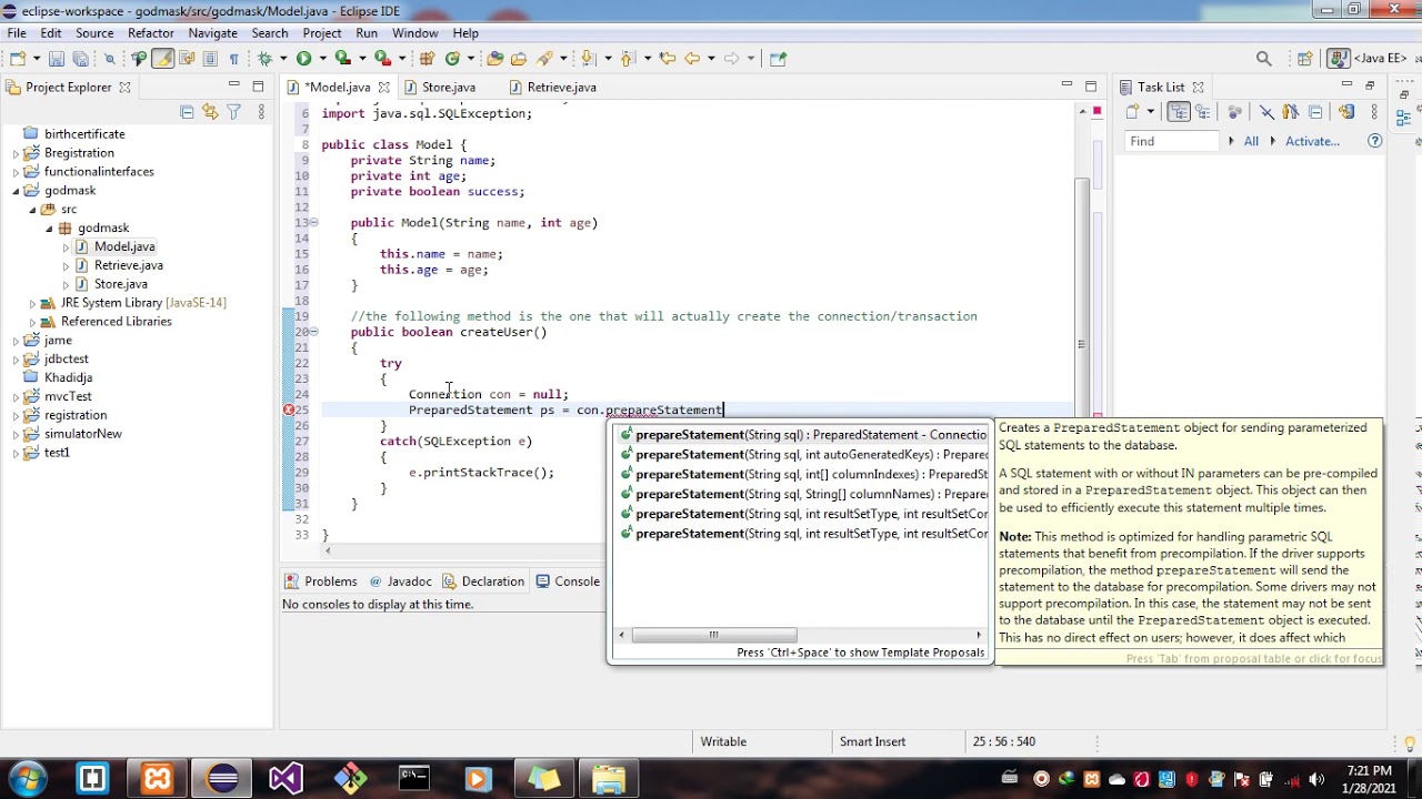 Update JDBC: Simple Eclipse (console) project with MySQL Connector