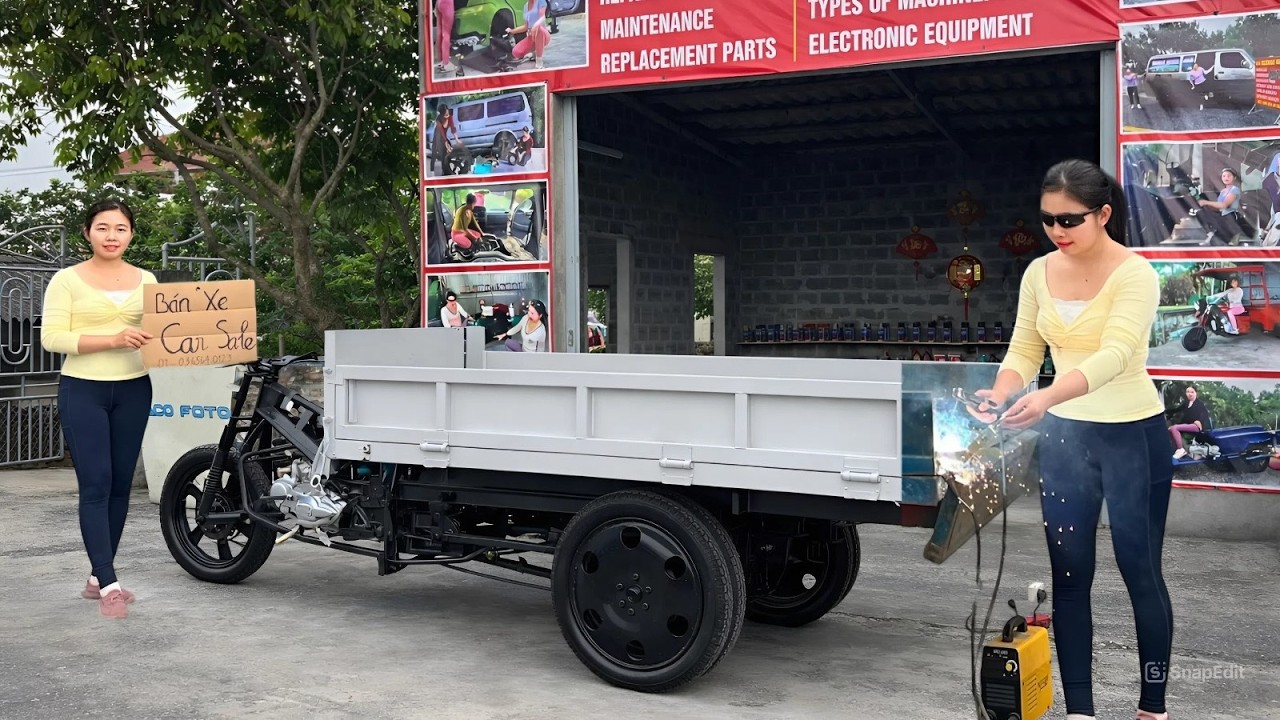 GIRL'S CHALLENGE: Installing a truck bed and welding hooks for a three-wheeled vehicle.🛺🛺🛺