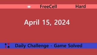 Microsoft Solitaire Collection | FreeCell Hard | April 15, 2024 | Daily Challenges screenshot 1