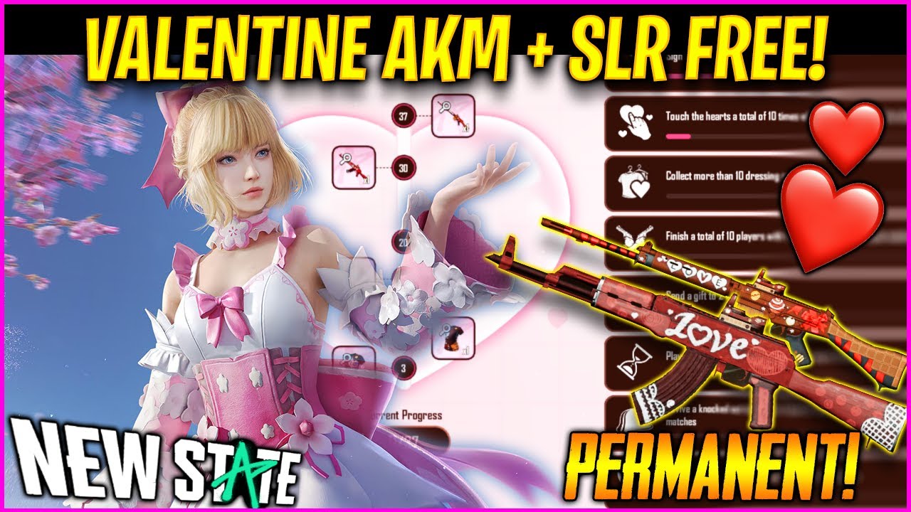 ❤️GET VALENTINE EXCLUSIVE AKM + SLR SKIN FOR FREE || TAKE HEART NEW STATE EVENT IS HERE (HINDI)