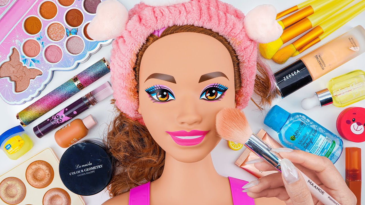 ASMR Skincare and Makeup on Barbie Doll 🎀 (No talking)