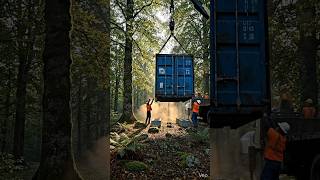 Two-Story Container Cabin Build in the Forest 🌲 | Full 45s Timelapse Transformation #containerhome