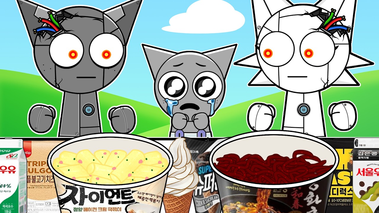 DADDY GRAY AND MOM WENDA, BUT THEY'RE ROBOTS! | Sprunki | Convenience Store MUKBANG Animation | ASMR