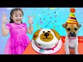 Annie and Sammy Pretend Play Surprise Birthday Party for Their REAL Puppy Dog Pet