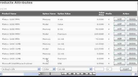 Configuring product attributes in osCommerce