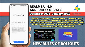 Realme UI 4.0 Android 13 Stable update Date/Update Notice/Device list For December 2022-January 2022
