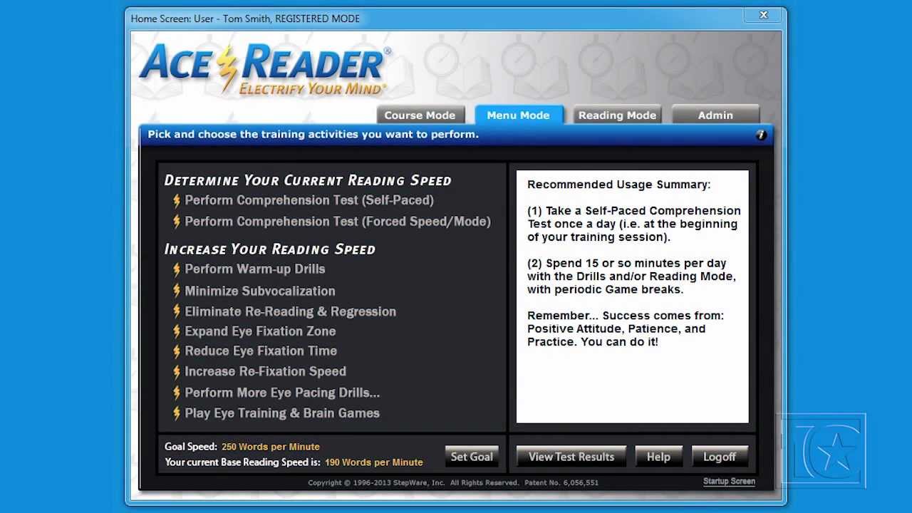 AceReader Elite - Menu Mode - YouTube