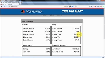 Using Morningstar Live Data and MSView with a Tristar MPPT 60A solar PV controller