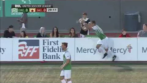 Front flip throw in leads to an overhead kick goal! OKC vs. SAC