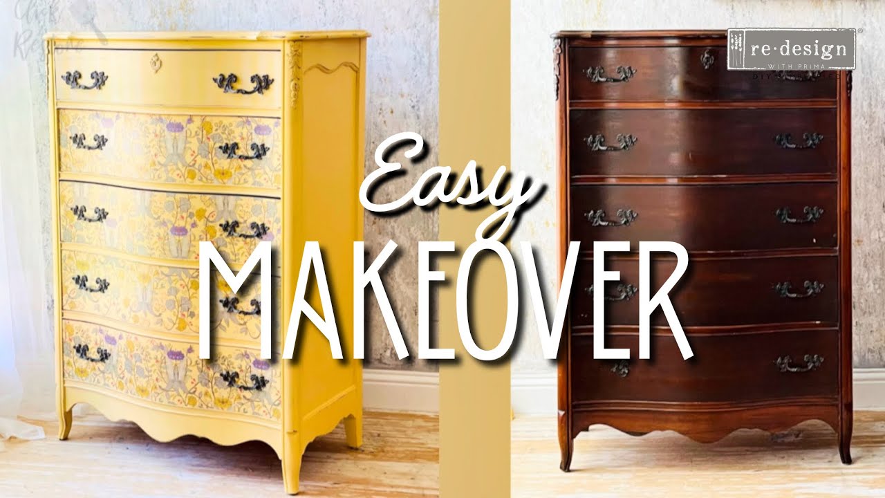 Простая трансформация мебели с помощью молочной краски и переводных декоративных элементов от Red...