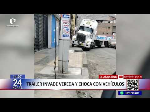 El Agustino: Semi-truck jumps curb and crashes into parked vehicles