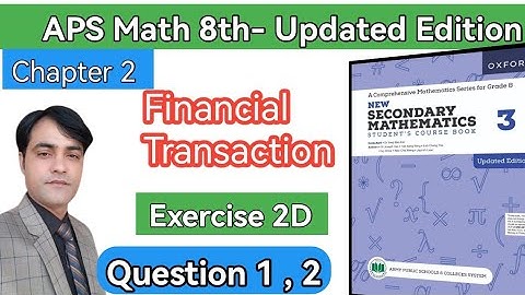 Exercise 2D, Q #1 & 2  II APS Maths 8thII New Secondary Mathematics Book 3 ,Updated Edition #taleem