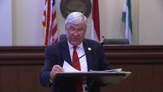 Chief Justice Hines reading 81-year-old Ben Franklin's speech