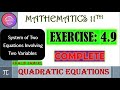 11TH CLASS MATHS CH#4  #EX4.9 #complete #ROOTS #OF SIMULTANEOUS  #quadraticequation #lecture (70)