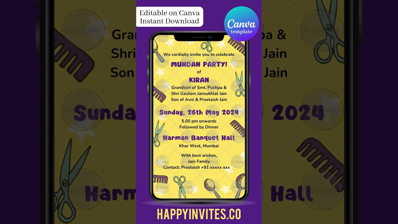 Mundan Invitation Card Maker Online Editable Video Template