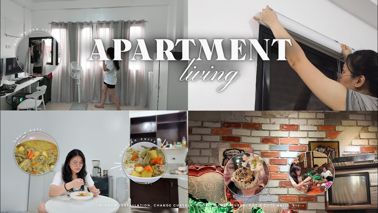 APARTMENT LIVING | new window & curtain, cook chicken curry, got a cute nails, etc. ⋆. 𐙚 ˚