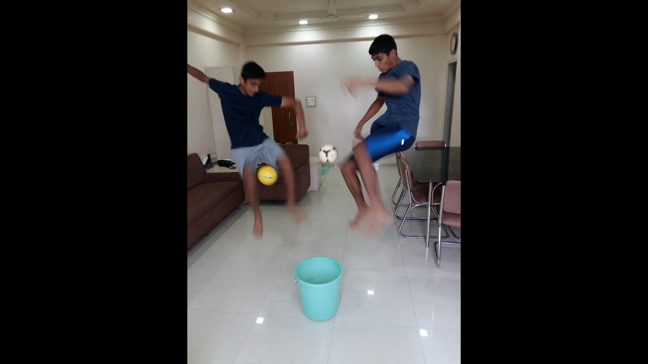 AMAJ FOOTBALL BUCKETBALL 2 BUCKET TRICK SHOTS YouTube