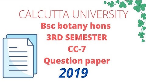 Bsc botany honours  3rd semester question paper | CC-7 | 2019 | Calcutta university