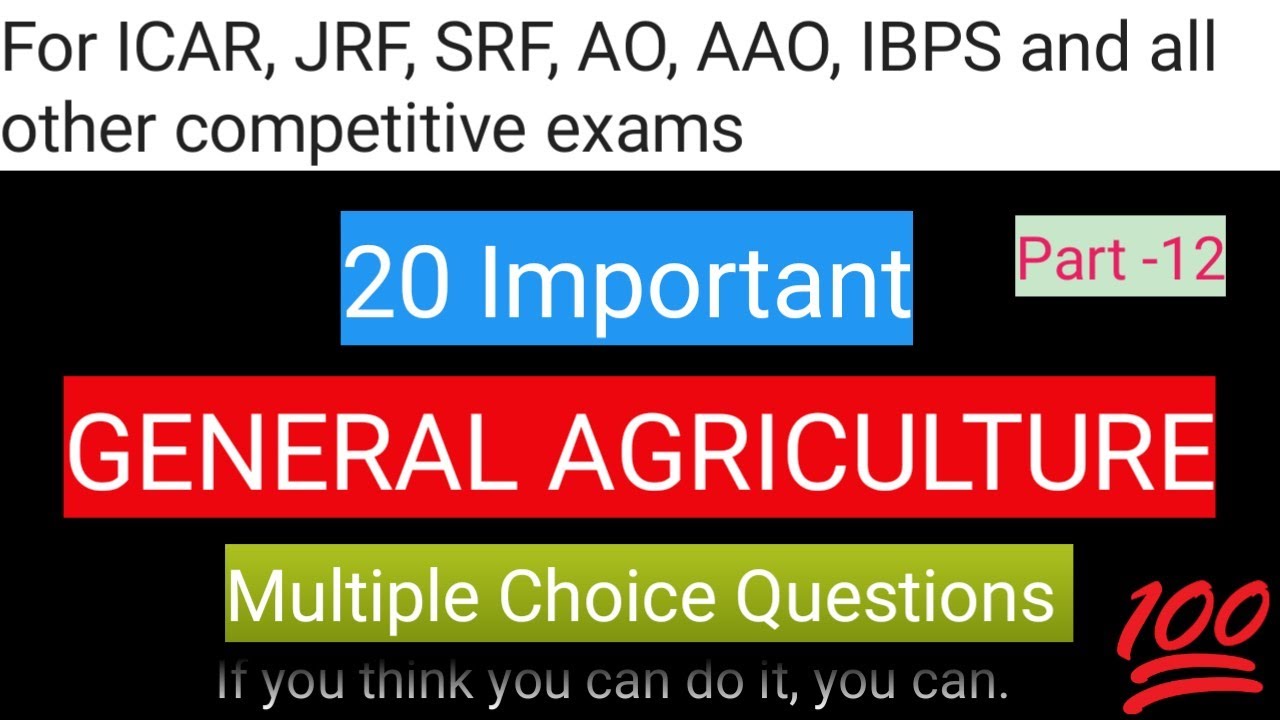 General agriculture questions and answers | Part -12 | DSLS | - YouTube