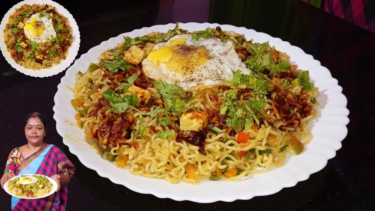 Masala Maggi with paneer and egg. ভেজিটেবল মসালা ম্যাগি delicious 